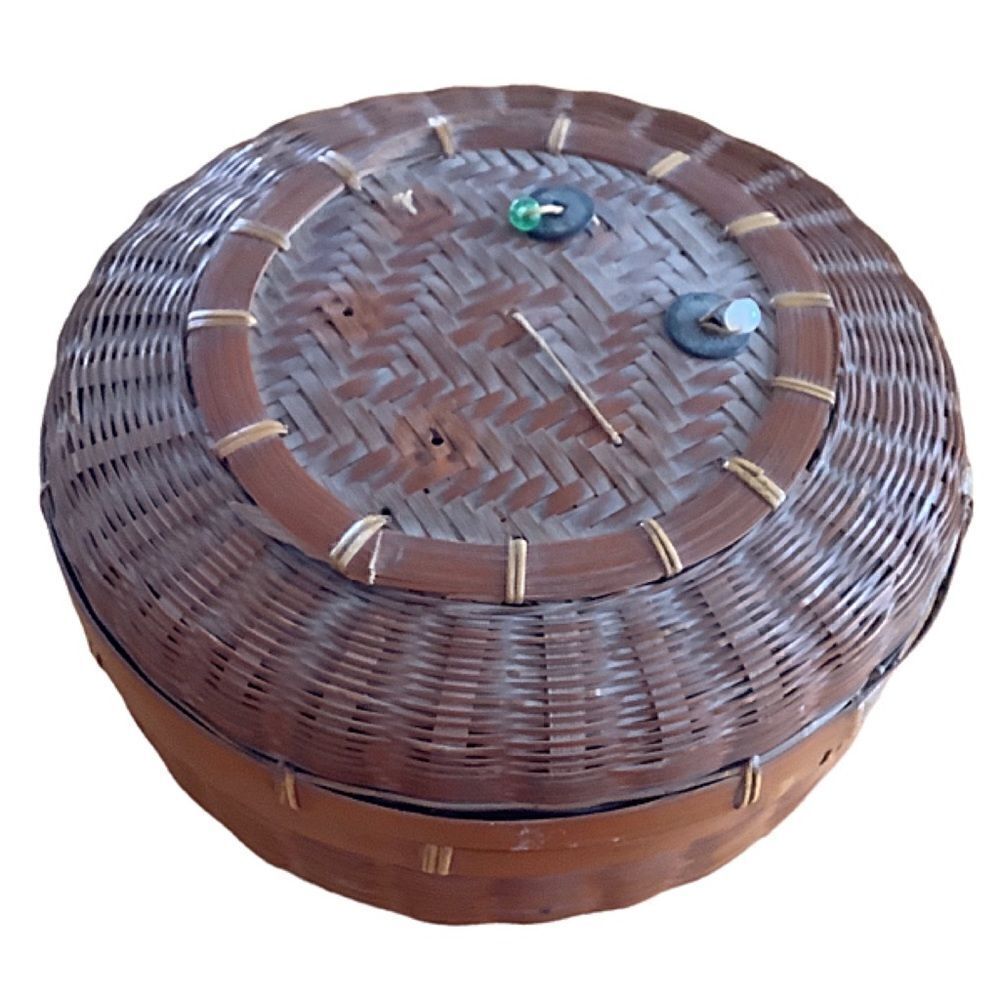 Antique Sewing Basket and Contents.
